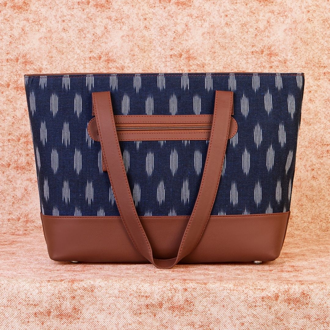 Ikat Jet Blue Shoulder Tote Bag
