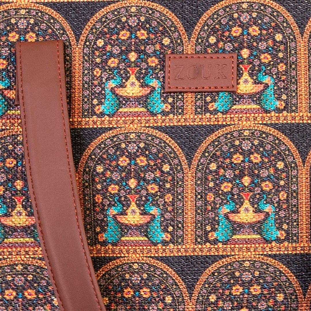 Royal Indian Peacock Motif Shoulder Tote Bag