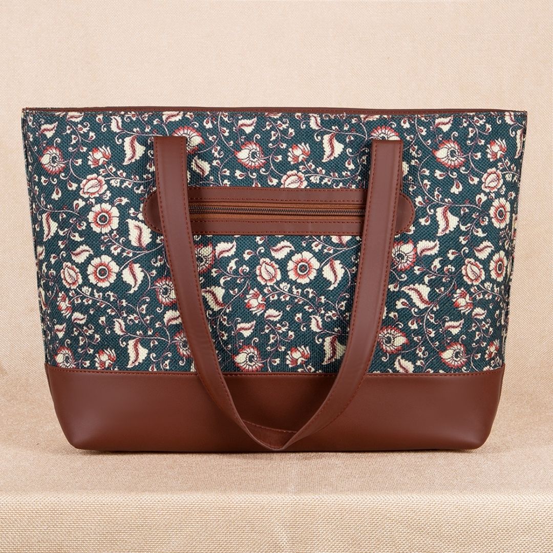Chittoor Blue Kalamkari Shoulder Tote Bag