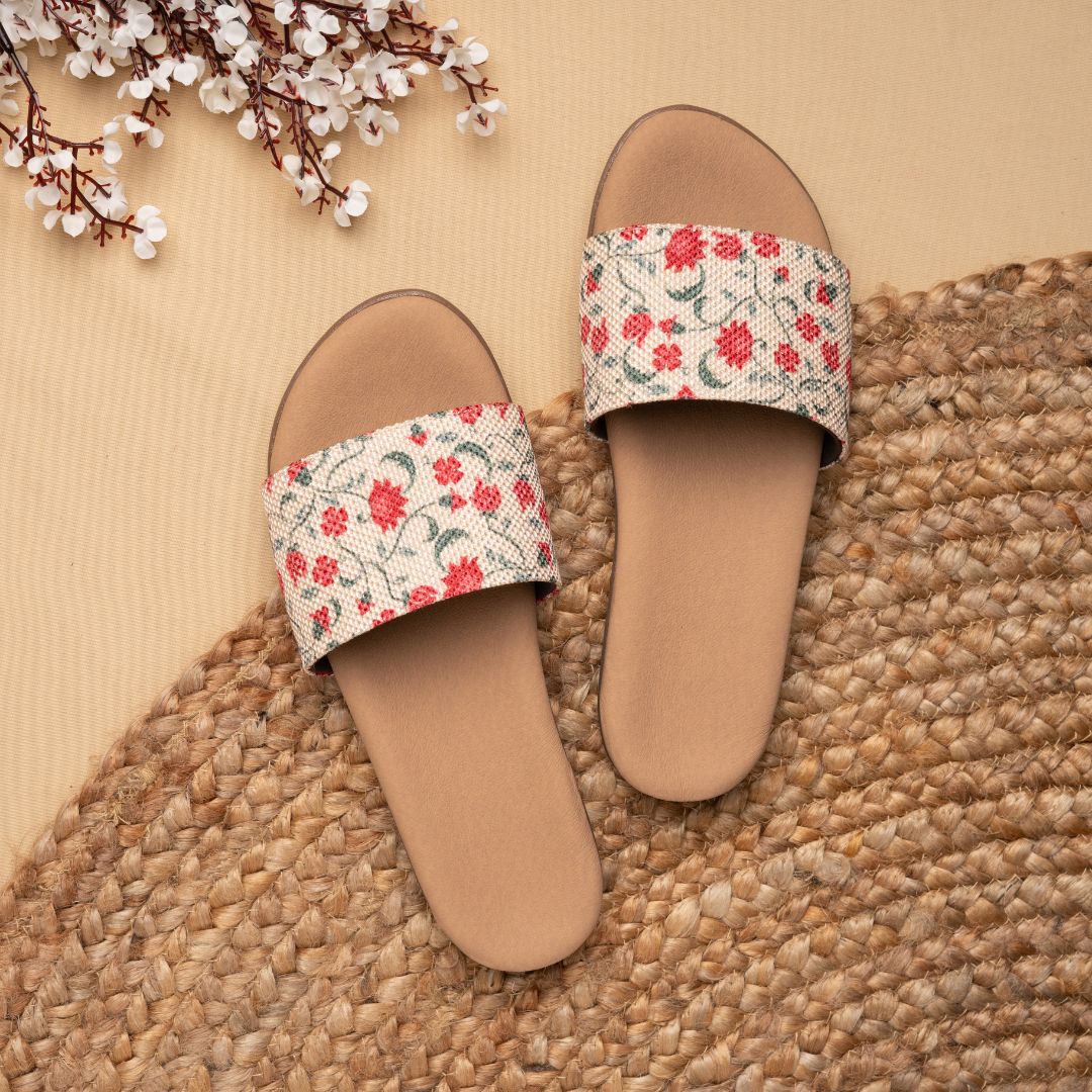 Ladies discount floral sliders