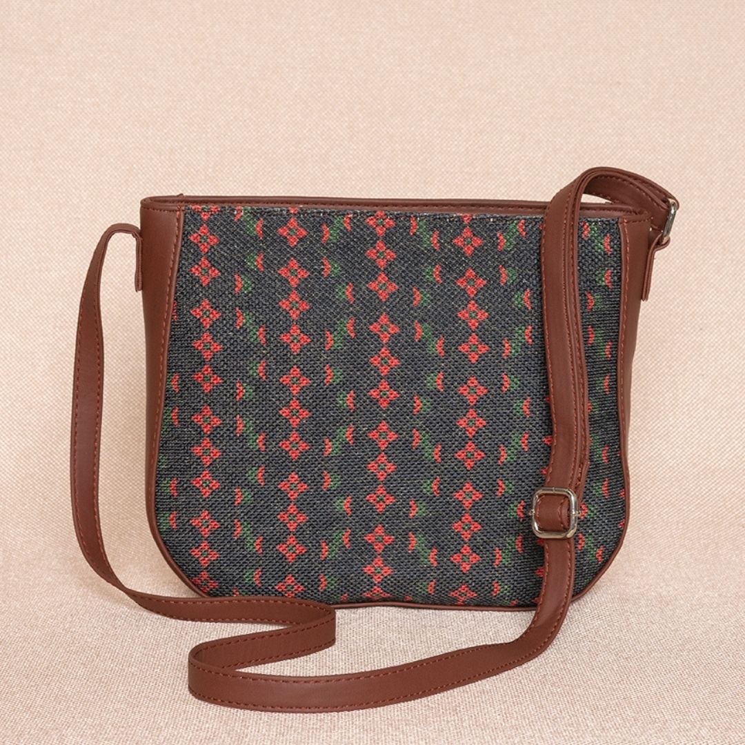 Shobha Niwas Lotus Motif U-Shaped Sling Bag