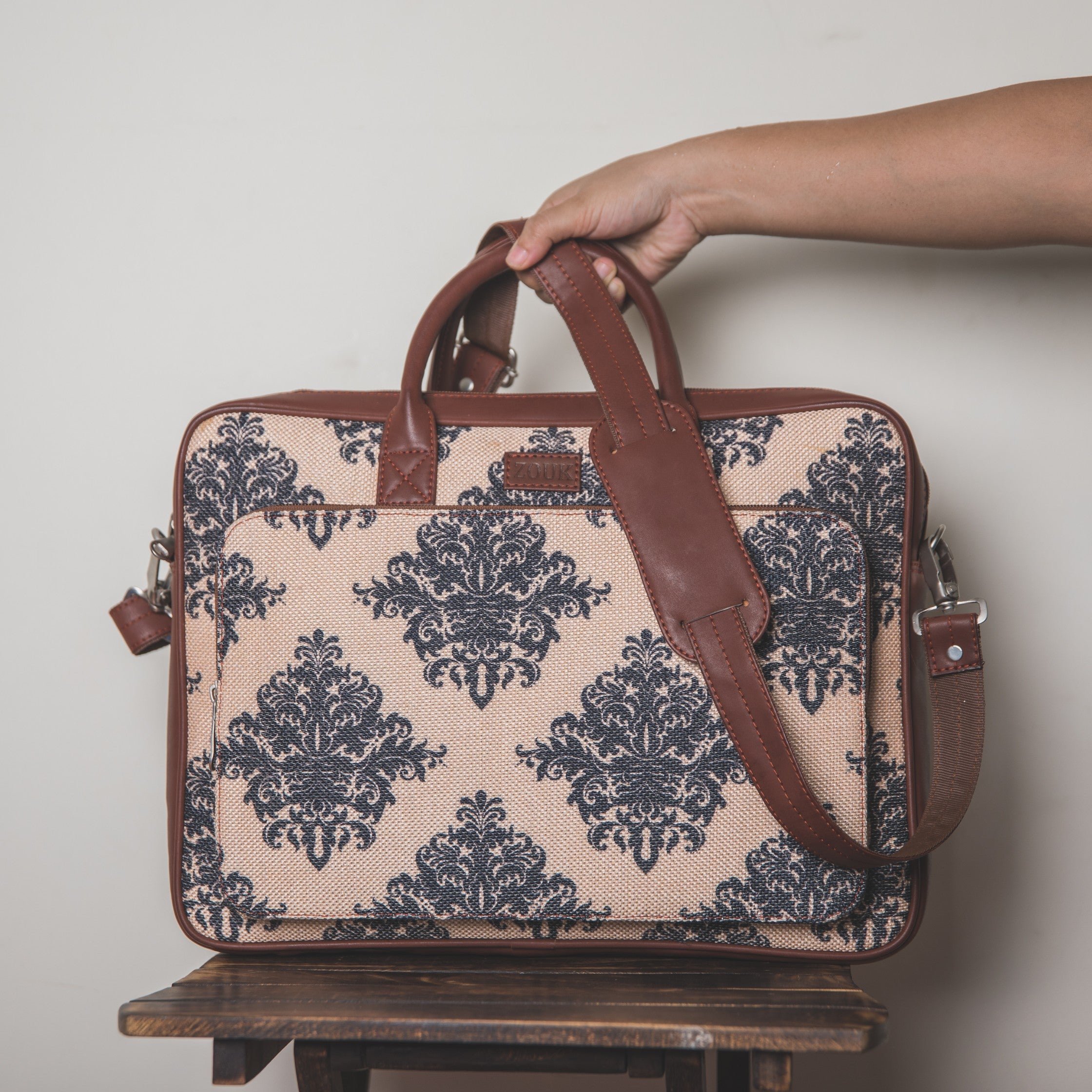 Mughal Motif Combo - Laptop Bag & Chain Wallet