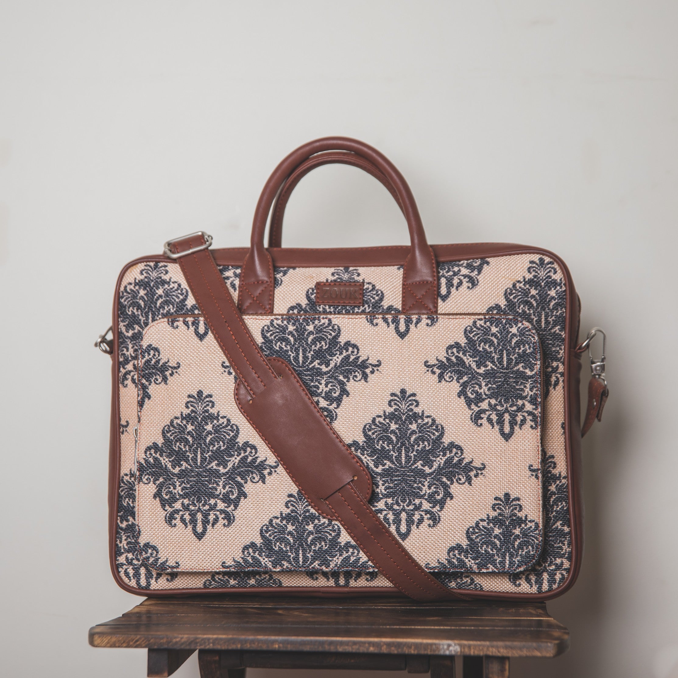 Mughal Motif Combo - Laptop Bag & Chain Wallet