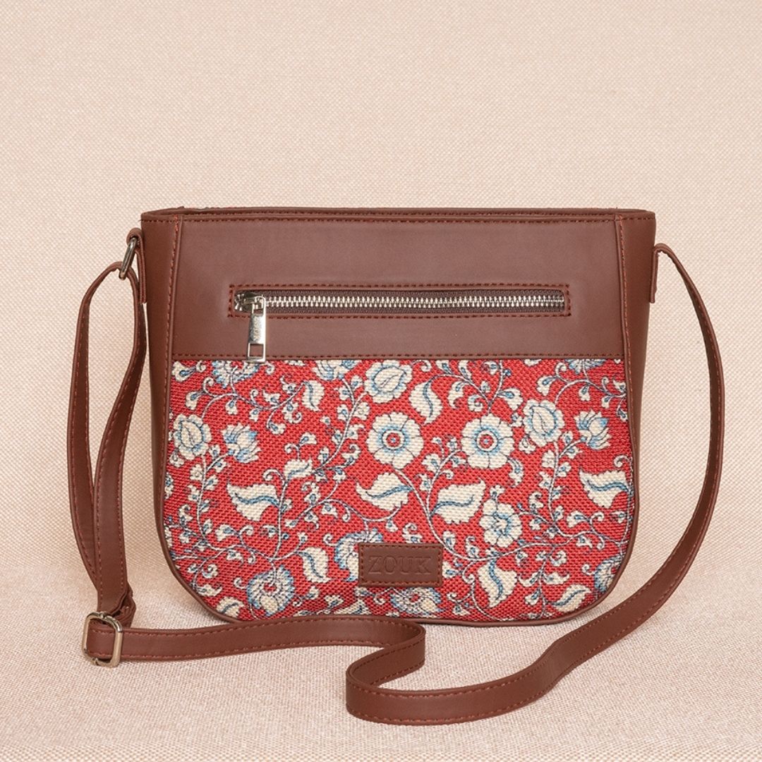 Chittoor Red Kalamkari U-Shaped Sling Bag