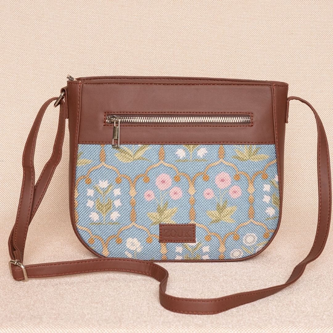 Jaipur Fresco Blue U-Shaped Sling Bag