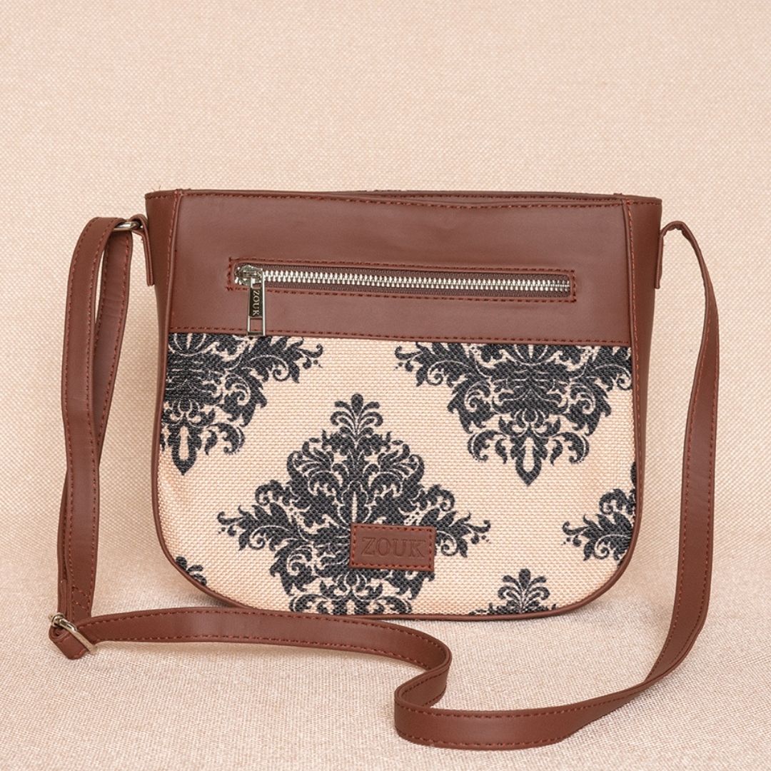 Mughal Motif U-Shaped Sling Bag