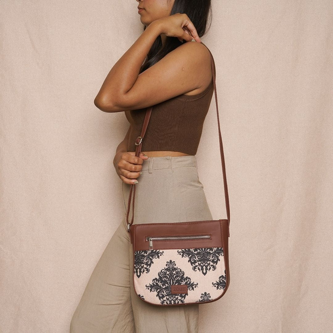 Mughal Motif U-Shaped Sling Bag