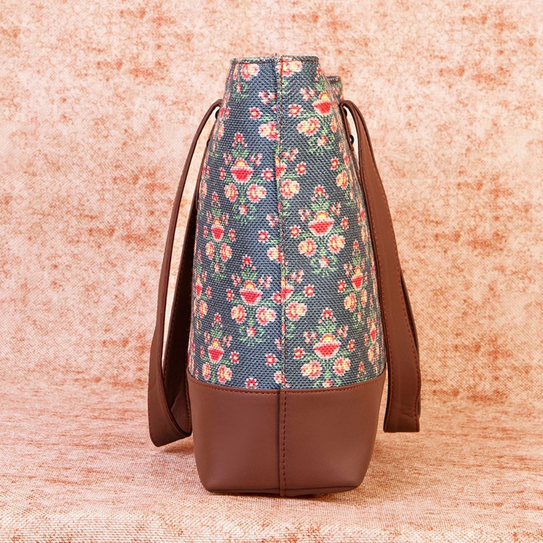 Mughal Garden Print Shoulder Tote Bag
