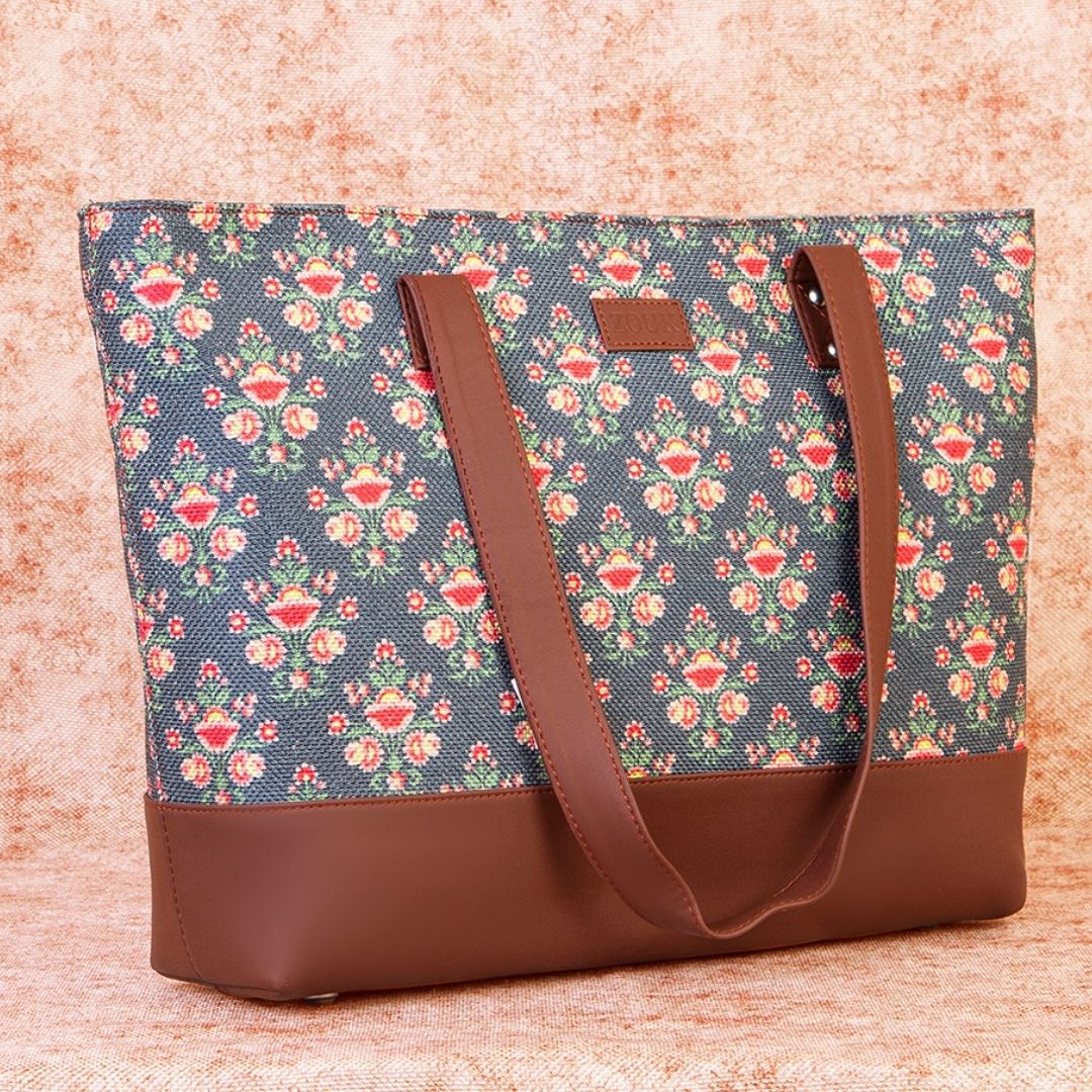 Mughal Garden Print Shoulder Tote Bag