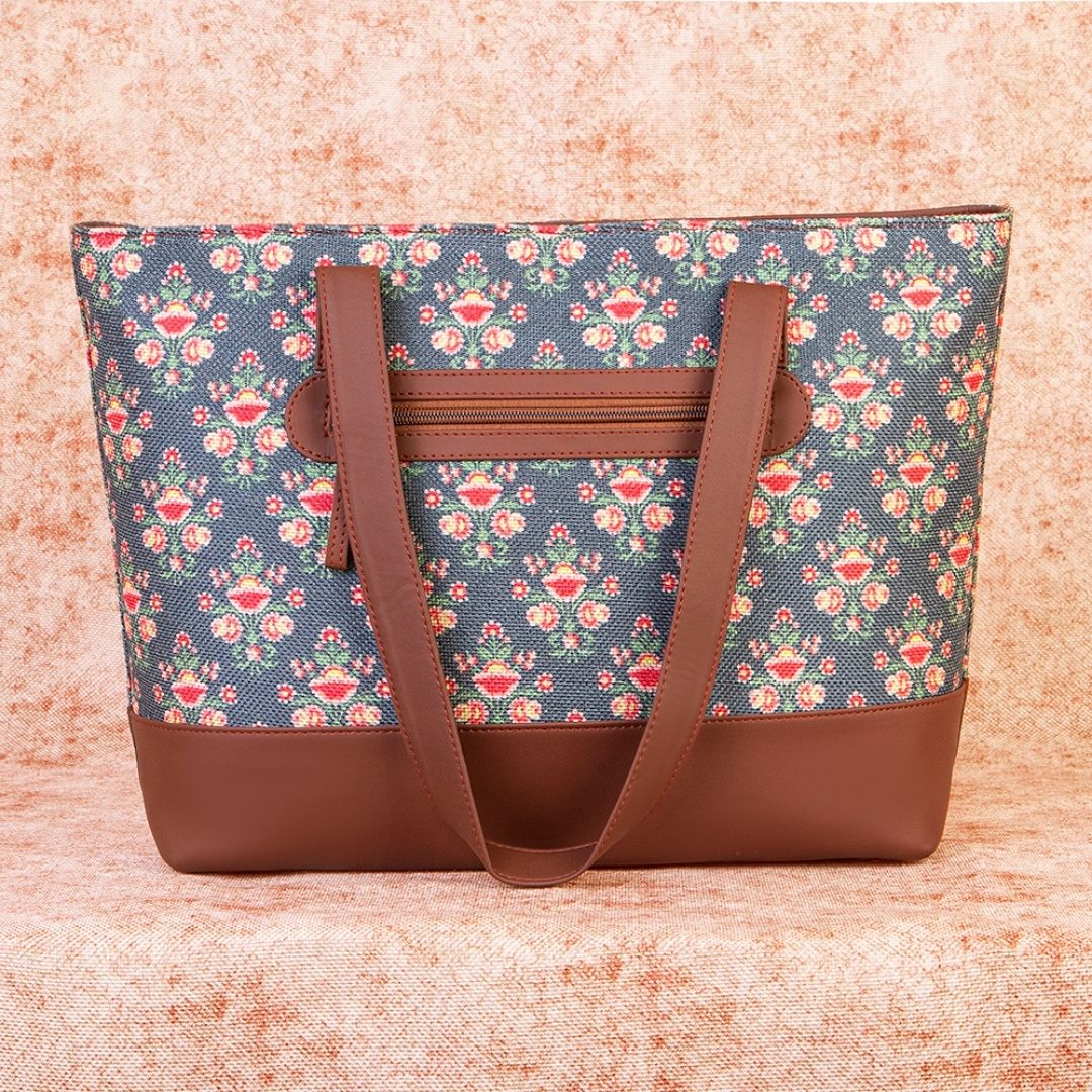 Mughal Garden Print Shoulder Tote Bag