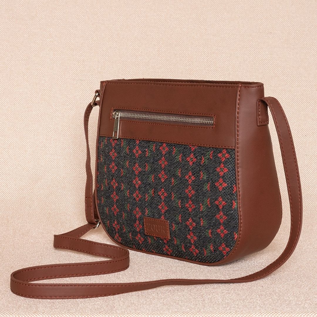 Shobha Niwas Lotus Motif U-Shaped Sling Bag