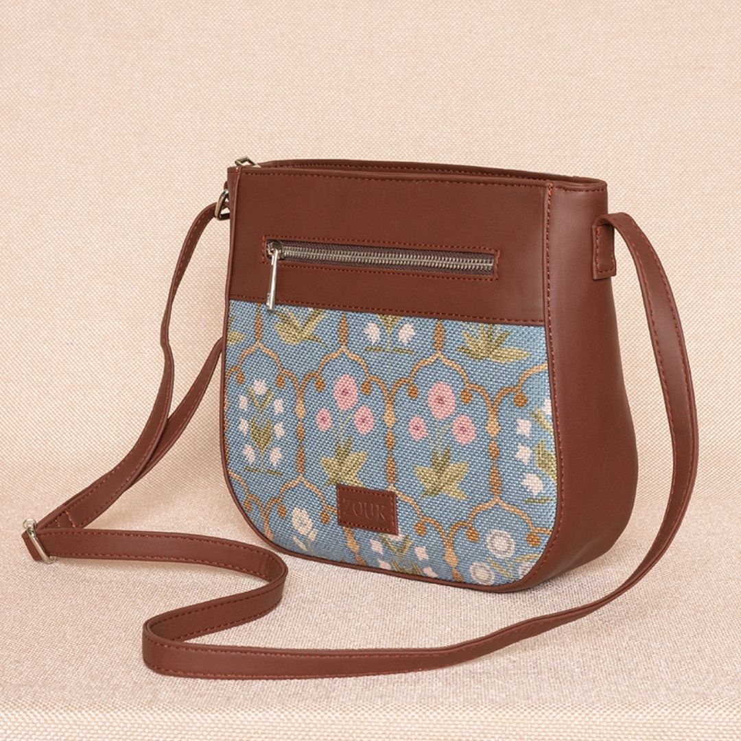 Jaipur Fresco Blue U-Shaped Sling Bag