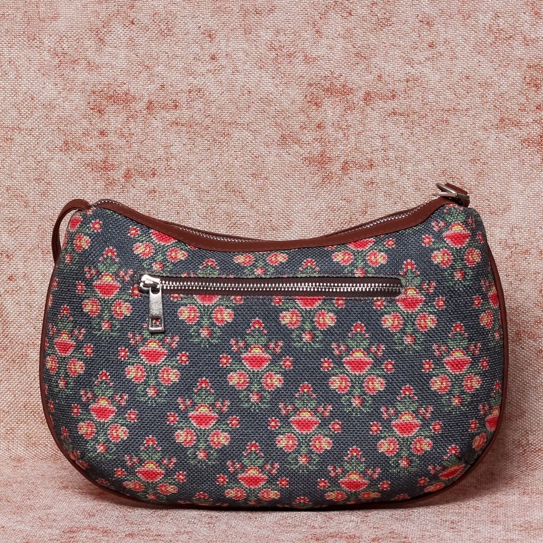 Mughal Garden Print Structured Shoulder Bag