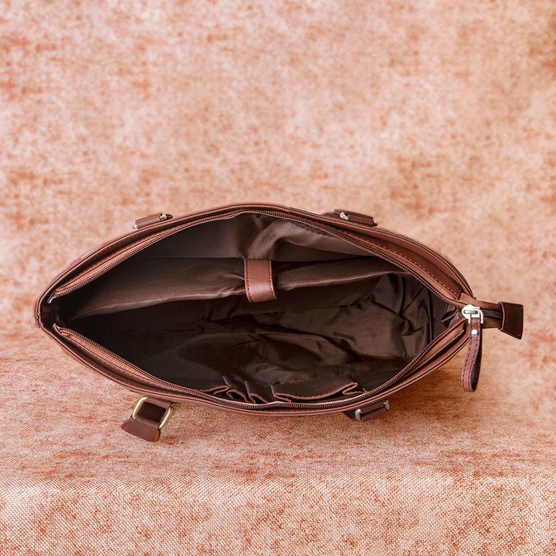 Shobha Niwas Lotus Motif- Office Bag & Chain Wallet Combo