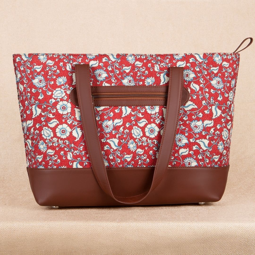 Chittoor Red Kalamkari Shoulder Tote Bag