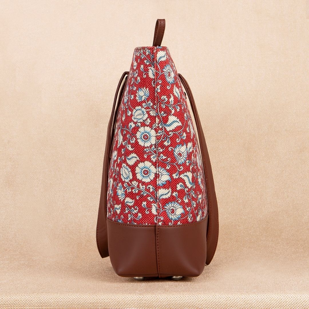 Chittoor Red Kalamkari Shoulder Tote Bag