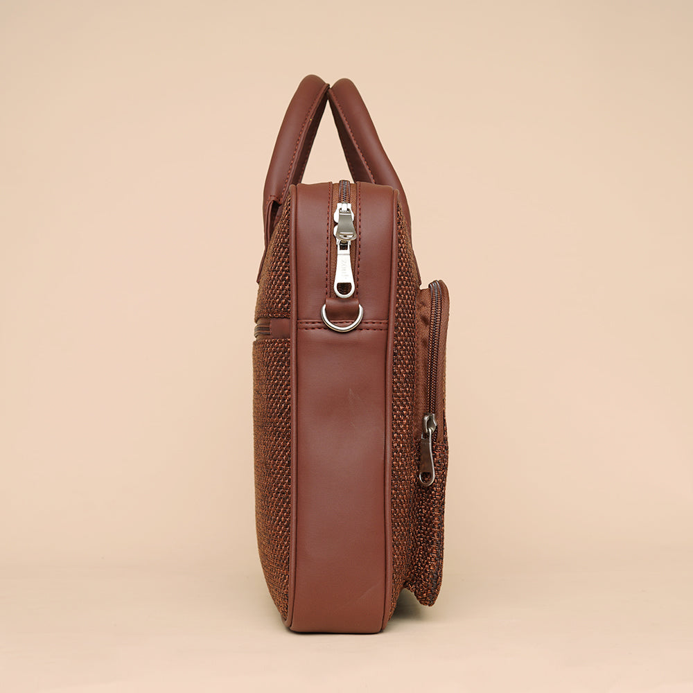 Brown Metal Unisex Laptop Bag