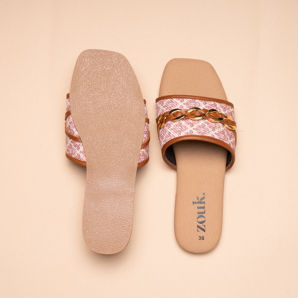 Chamoli Motif Women's Embellished Sliders