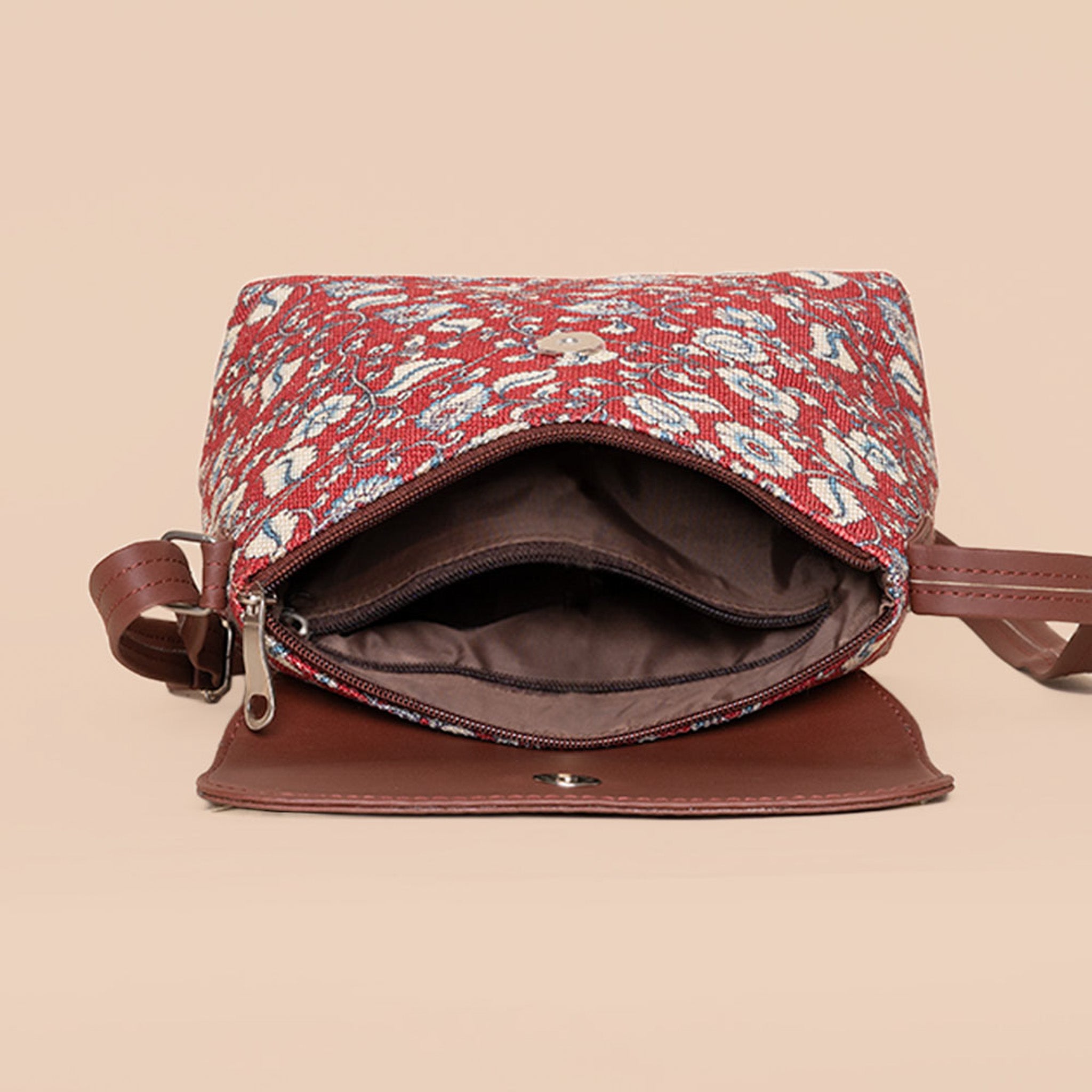 Chittoor Red Kalamkari Flap Sling Bag