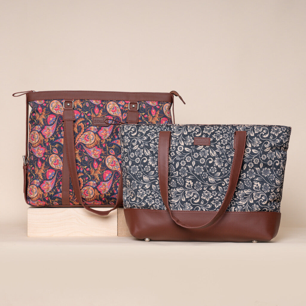 Paisley Print FloMotif Office Bag Shoulder Tote Bag Combo