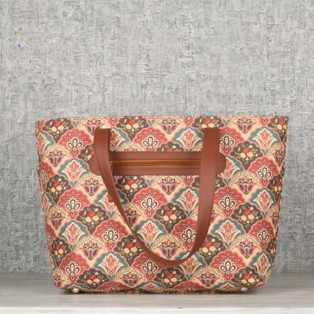 Mughal Art Multicolor- Tote Bag & Chain Wallet Combo