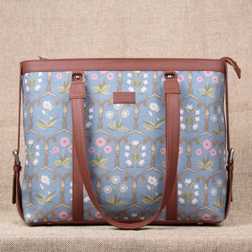 Jaipur Fresco Blue- Office Bag & Chain Wallet Combo