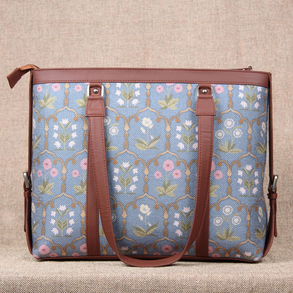 Jaipur Fresco Blue- Office Bag & Chain Wallet Combo