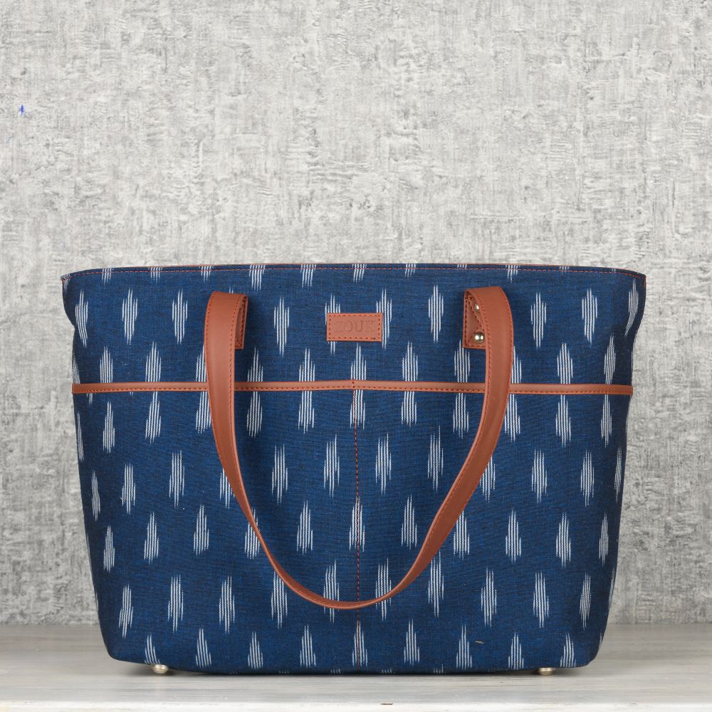 Ikat Jet Blue Tote Bag