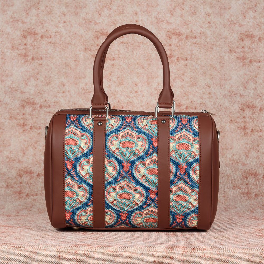Kovil Blue- Handbag & Chain Wallet Combo