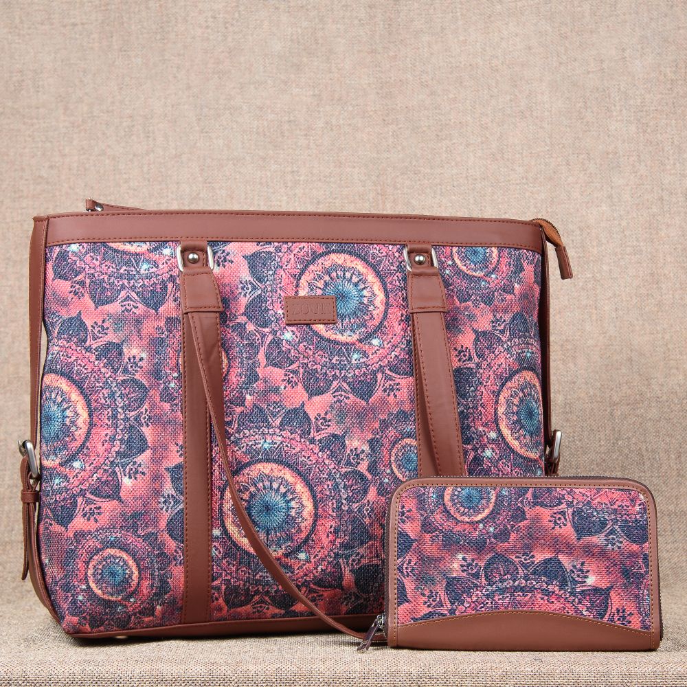 Space Chakra - Women's Office Bag & Chain Wallet Combo