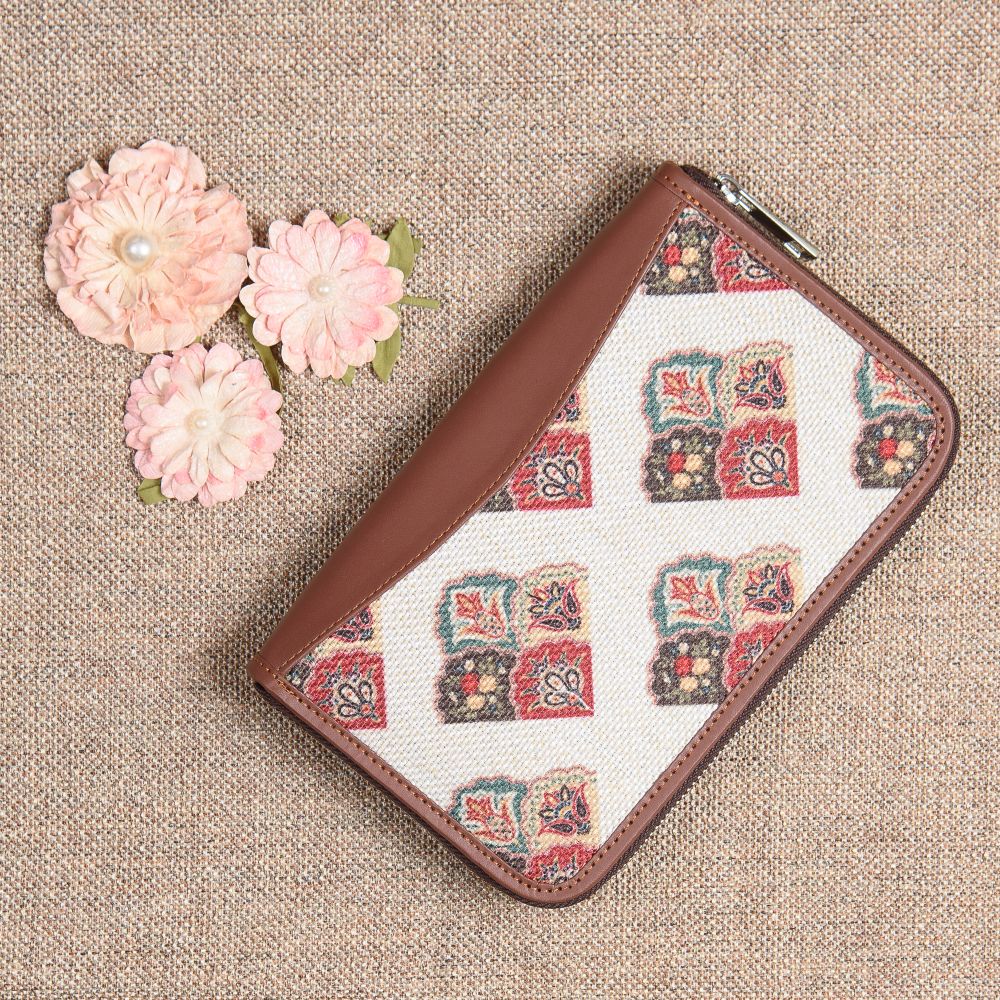 Ikat Wave and Seashell Motif - Office Bag & Chain Wallet Combo