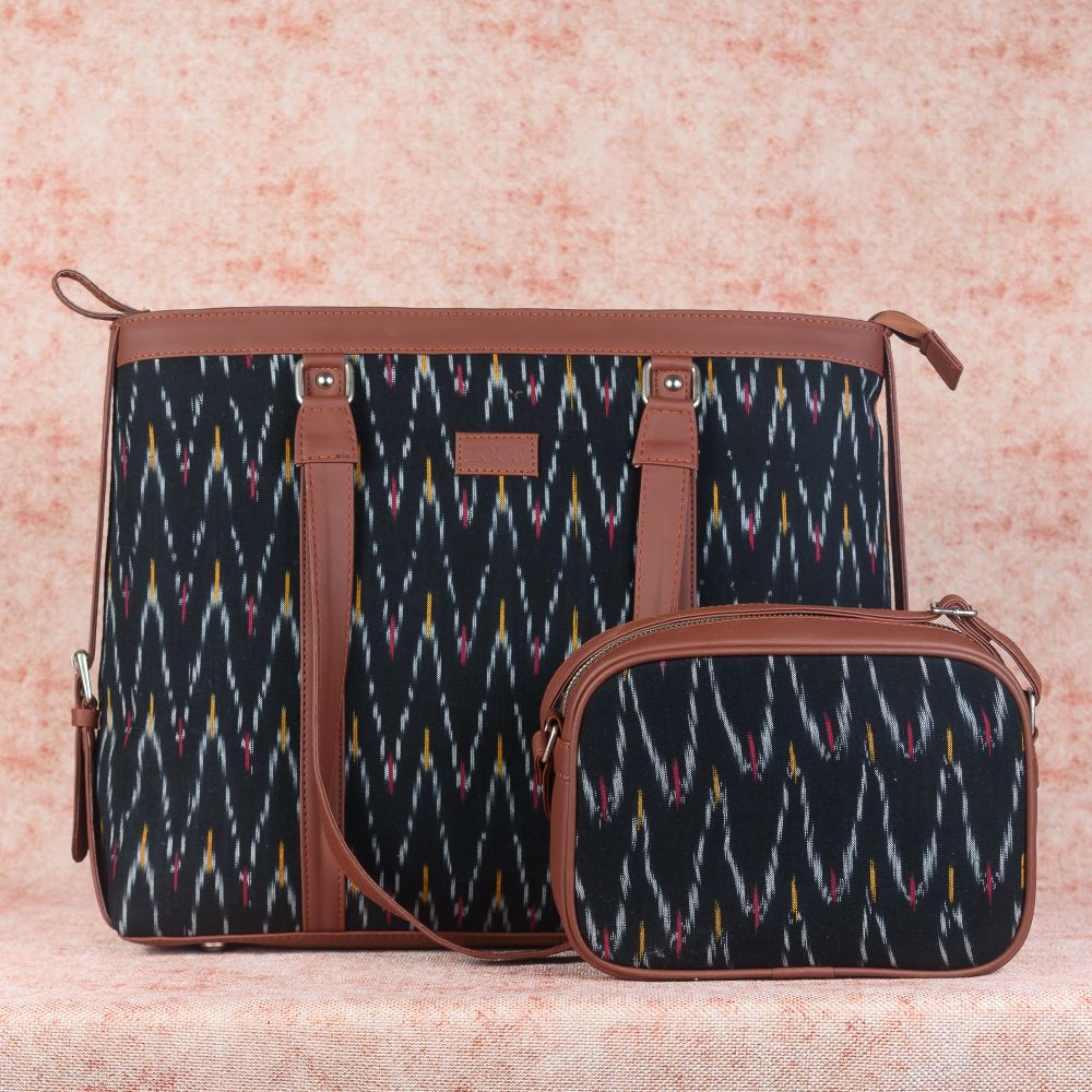 Ikat African Wave - Women's Office Bag & Sling Bag Combo