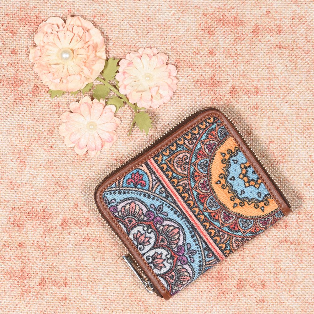 Womens wallet, Painted wallet, Wallet mandala, Leather wallet, Zip