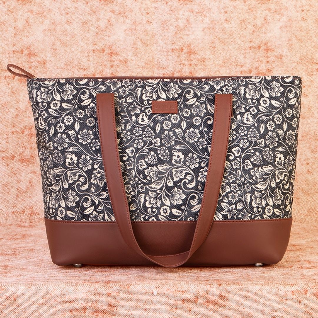 Paisley Print & FloMotif - Office Bag & Shoulder Tote Bag Combo