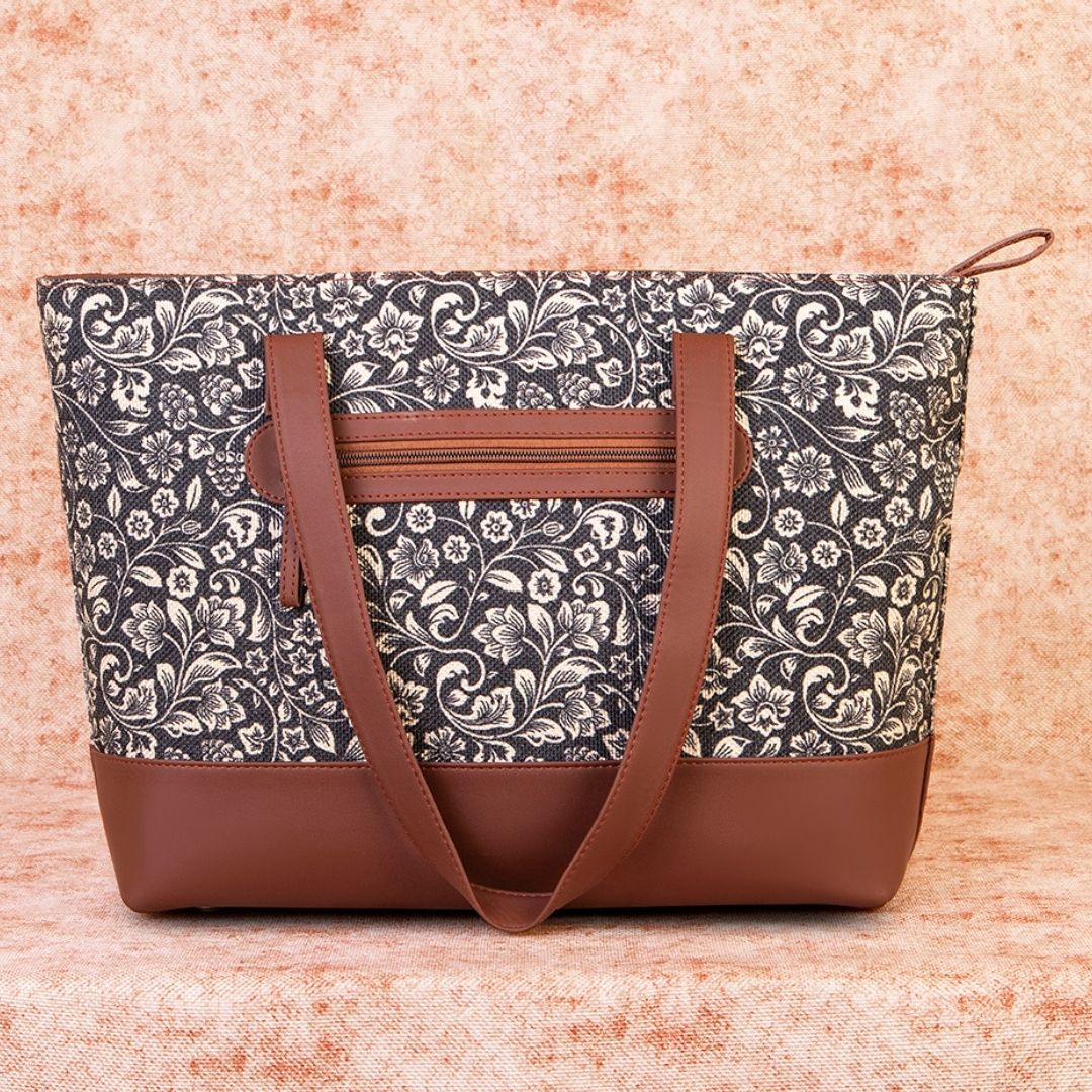 Paisley Print & FloMotif - Office Bag & Shoulder Tote Bag Combo