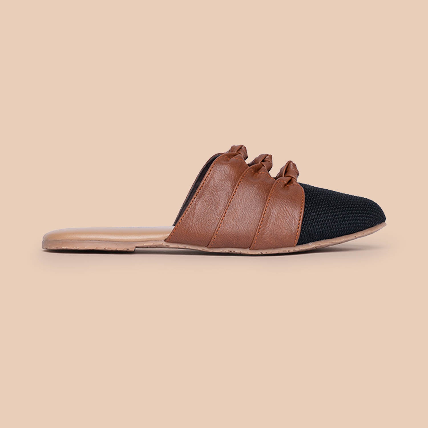 Jet Black Knotted Mules
