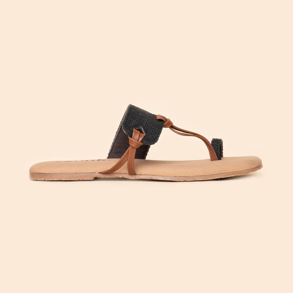 Jet Black Women's Chappals