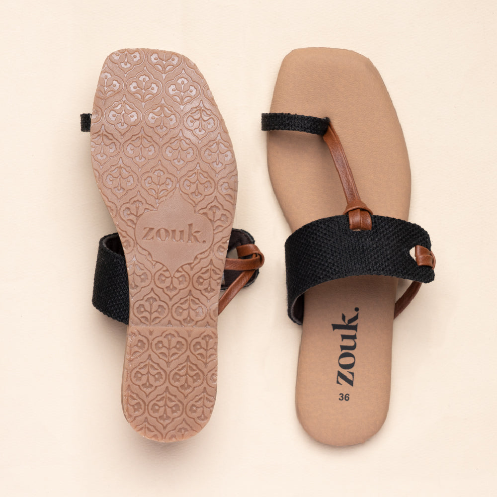 Jet Black Women's Chappals