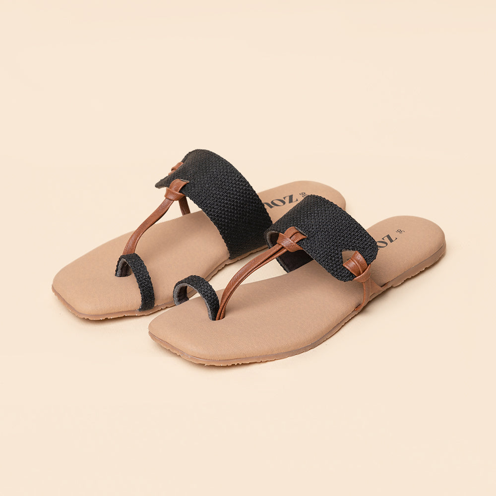 Jet Black Women's Chappals