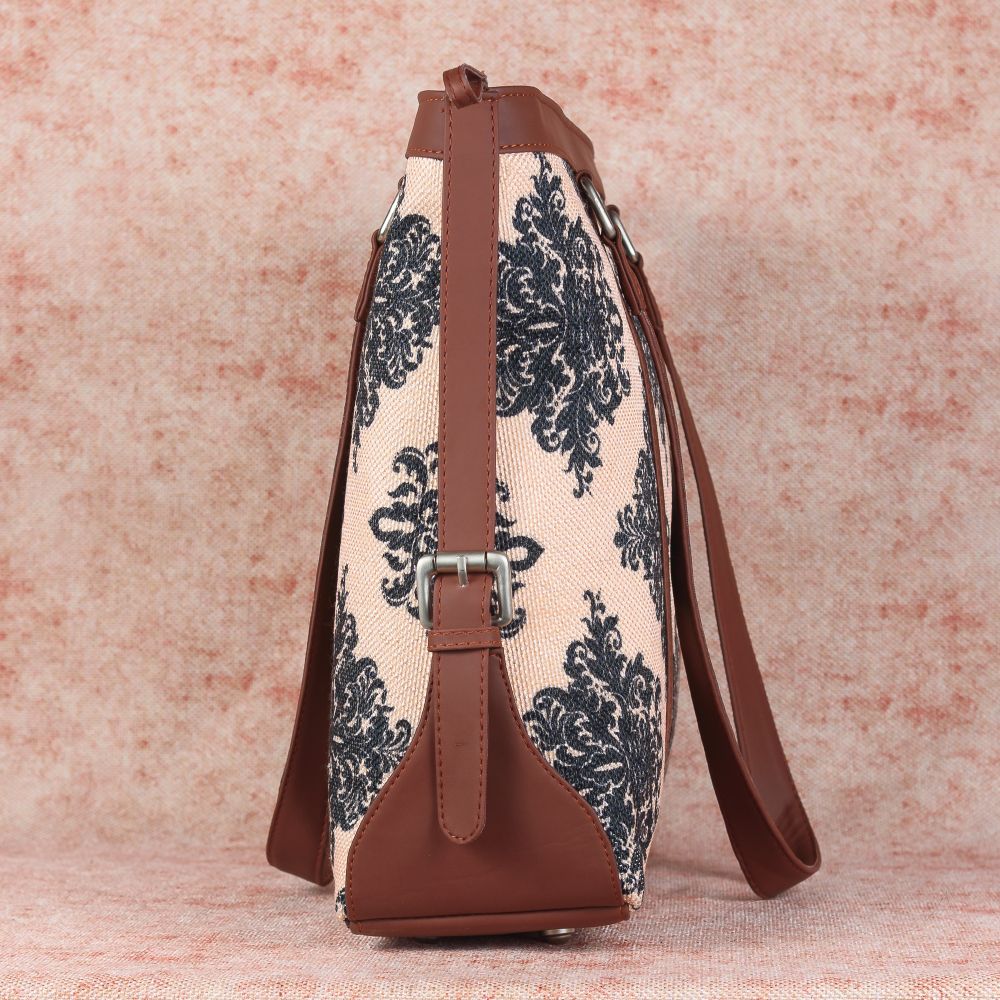 Mughal Motif and Royal Indian Peacock Motif - Office Bag & Sling Bag Combo