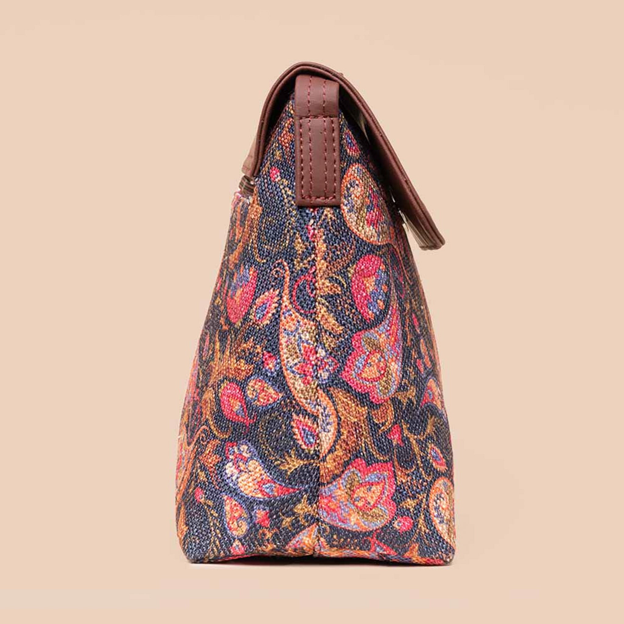 Paisley Print Flap Sling Bag