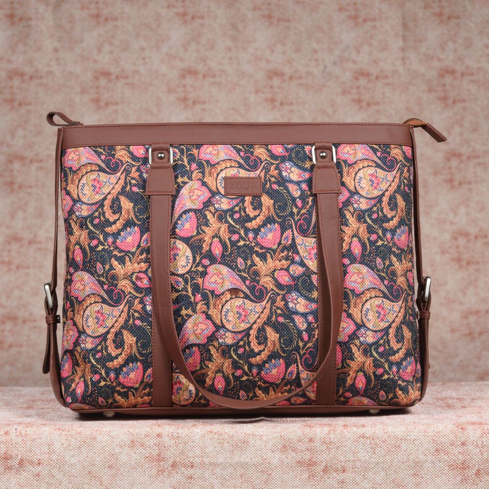 Paisley Print and Bidri Kaiser - Office Bag & Chain Wallet Combo