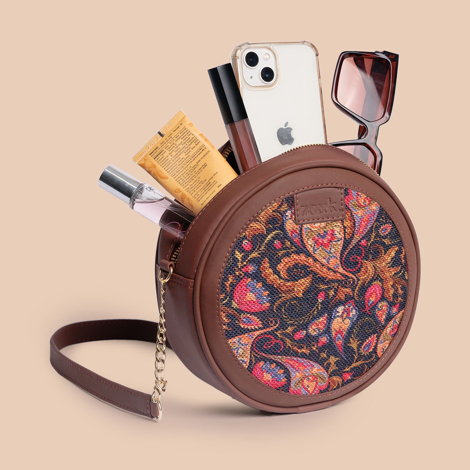 Paisley Print Round Sling Bag