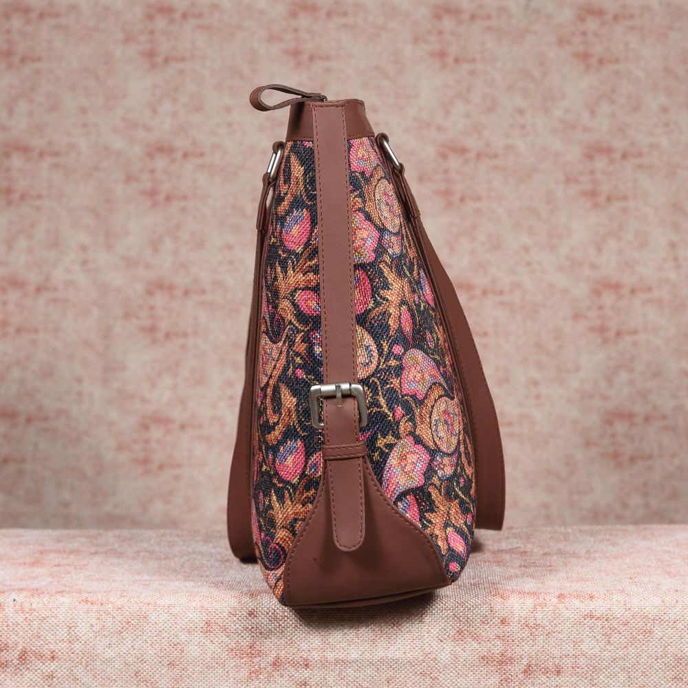 Paisley Print and Bidri Kaiser - Office Bag & Chain Wallet Combo