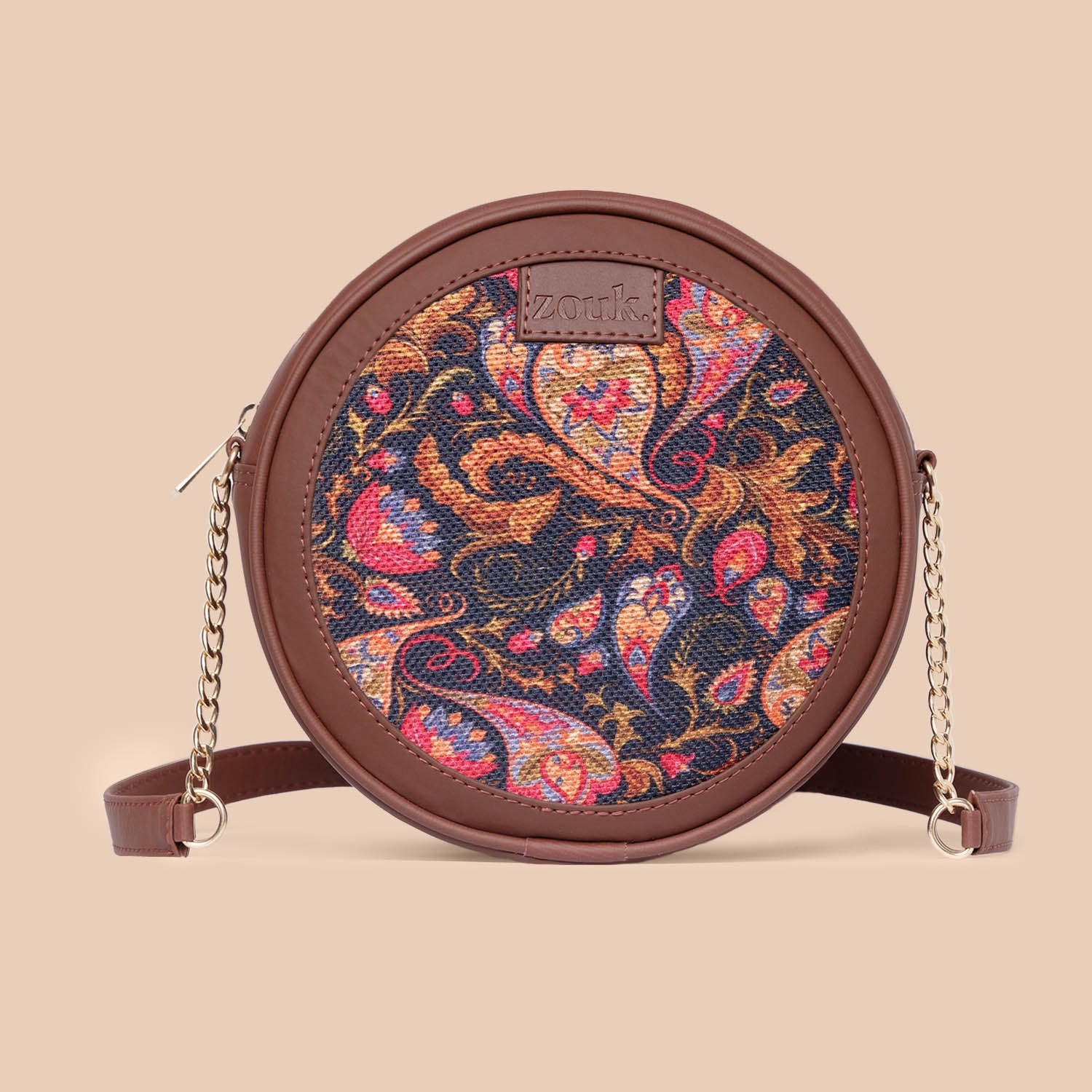 Paisley Print Round Sling Bag
