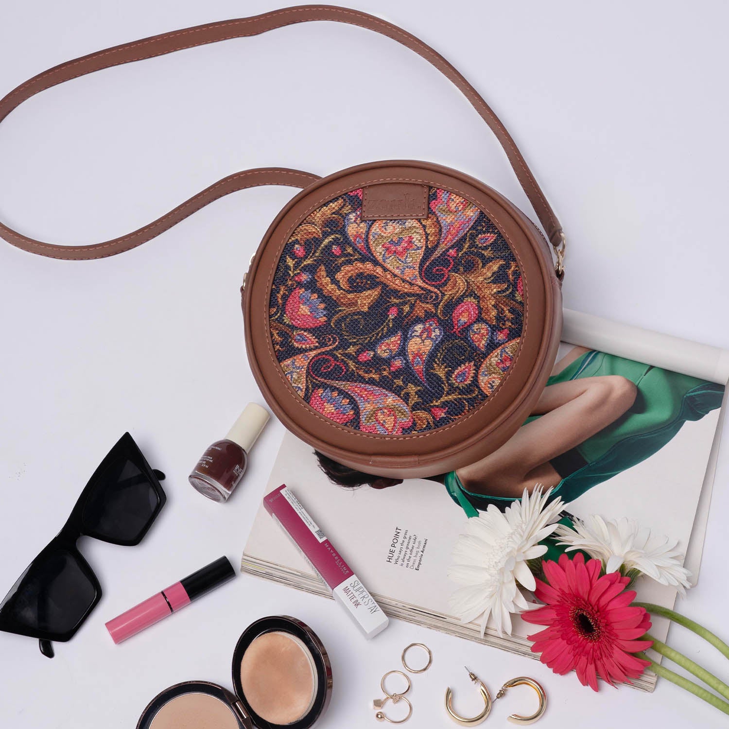 Paisley Print Round Sling Bag