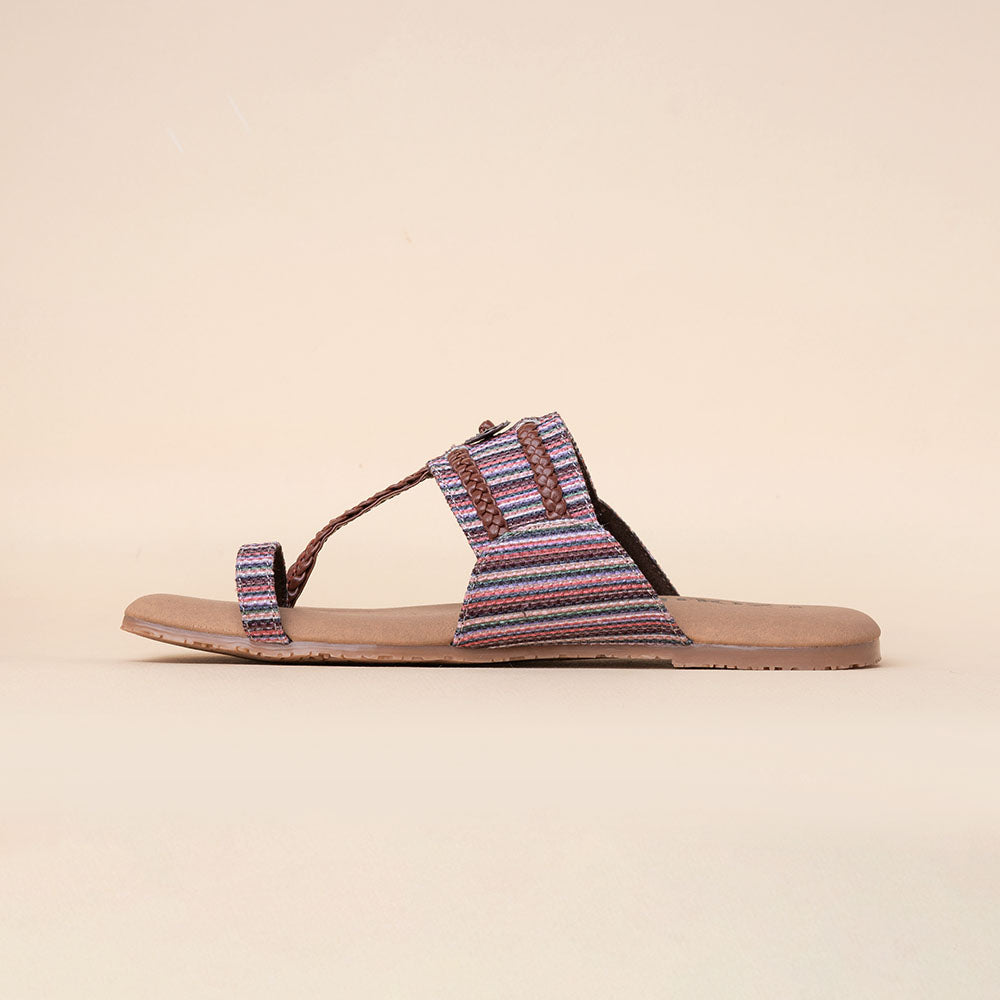 Rohtang Stripes Braided Kolhapuri Chappal