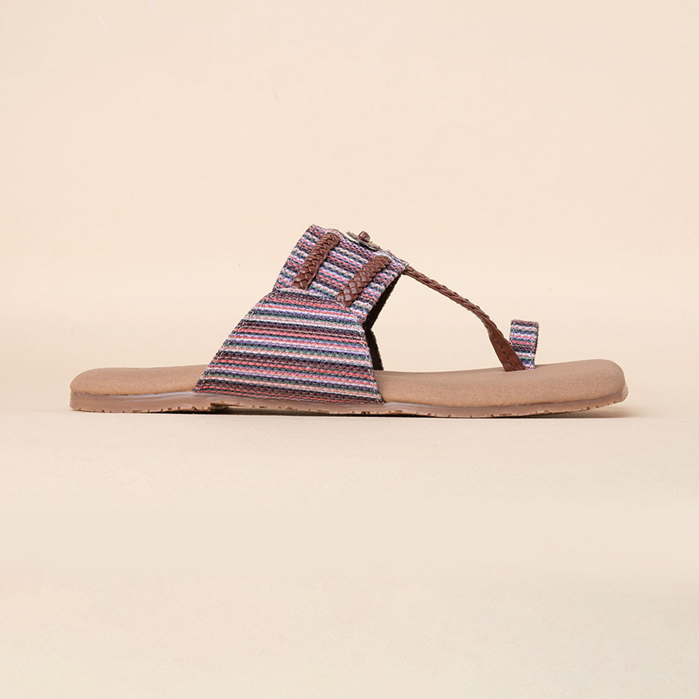 Rohtang Stripes Braided Kolhapuri Chappal