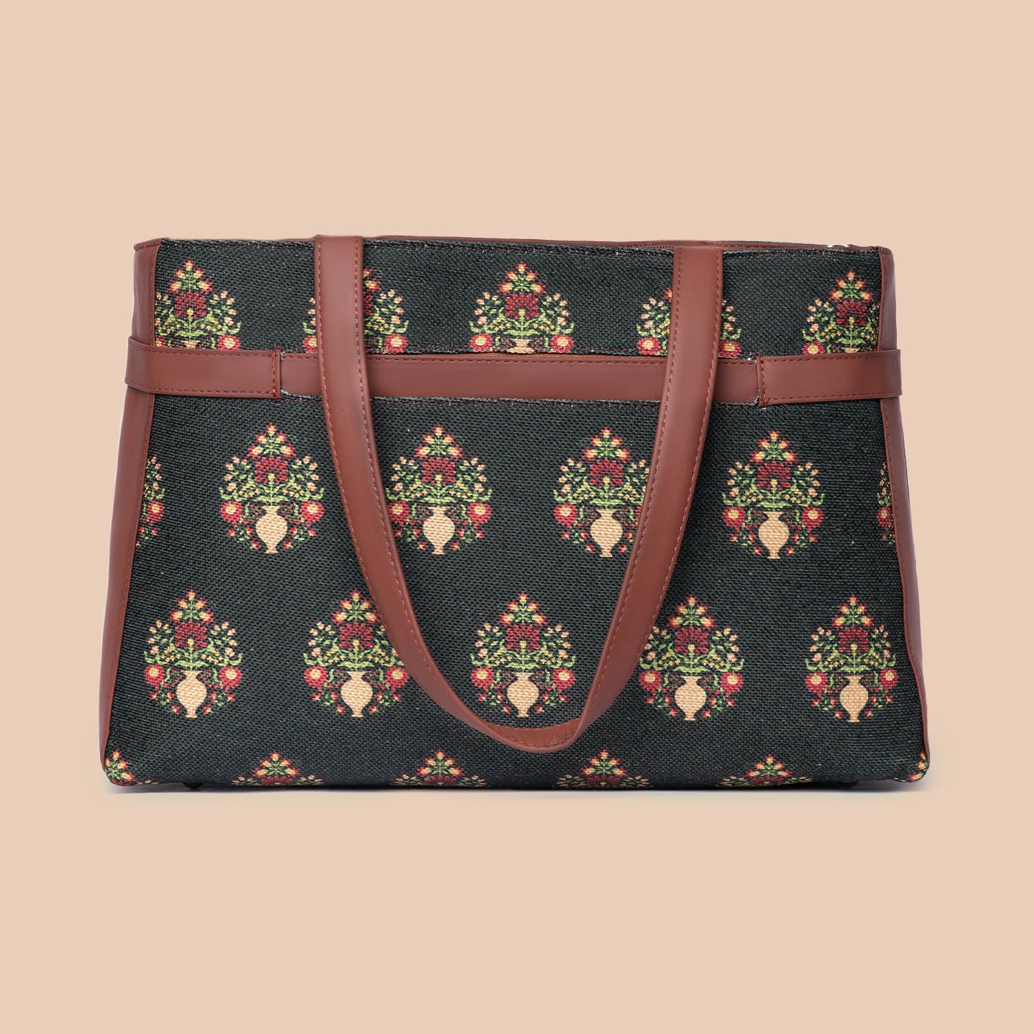 Royal Green Mogra Print Statement Office Bag