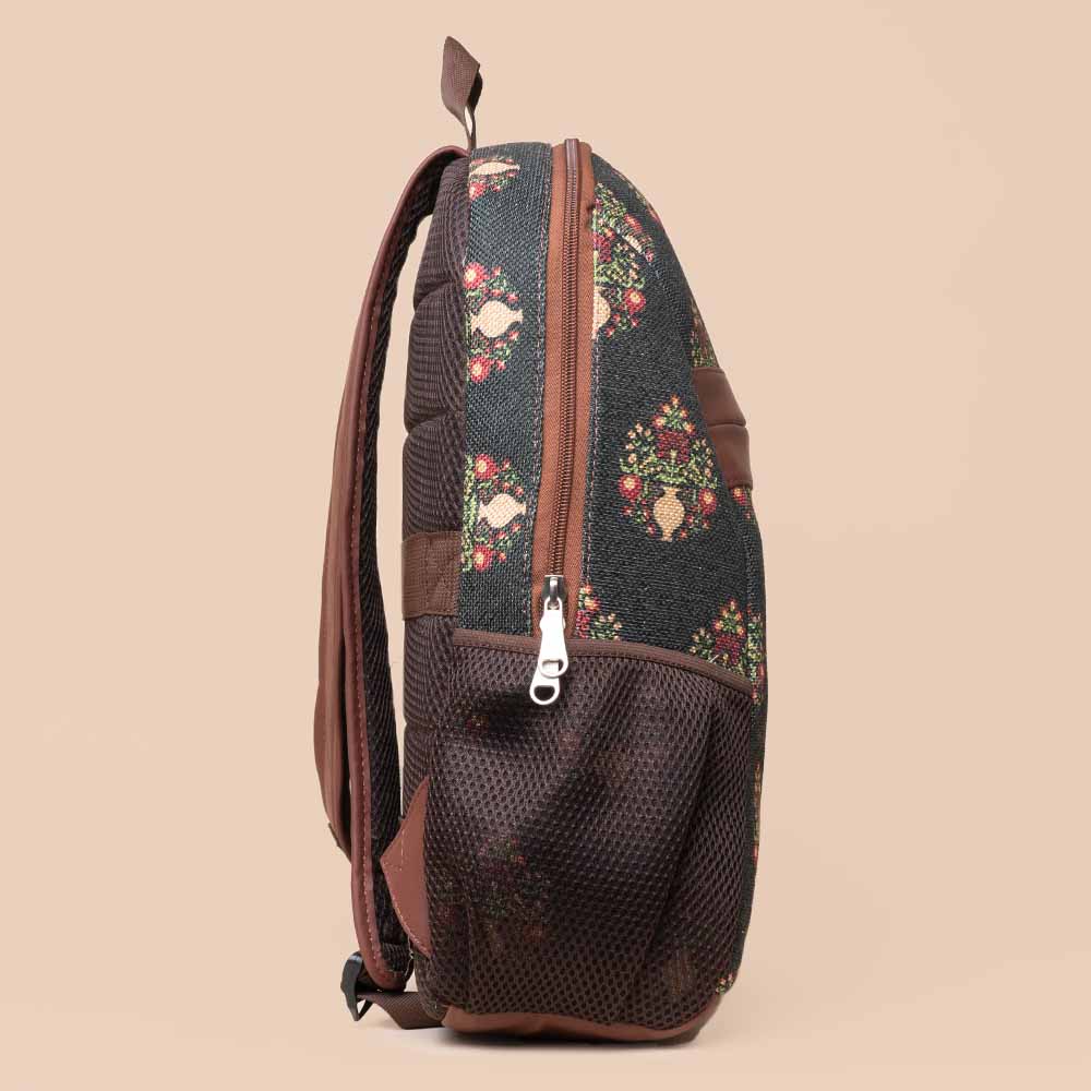 Royal Green Mogra Print Classic Backpack